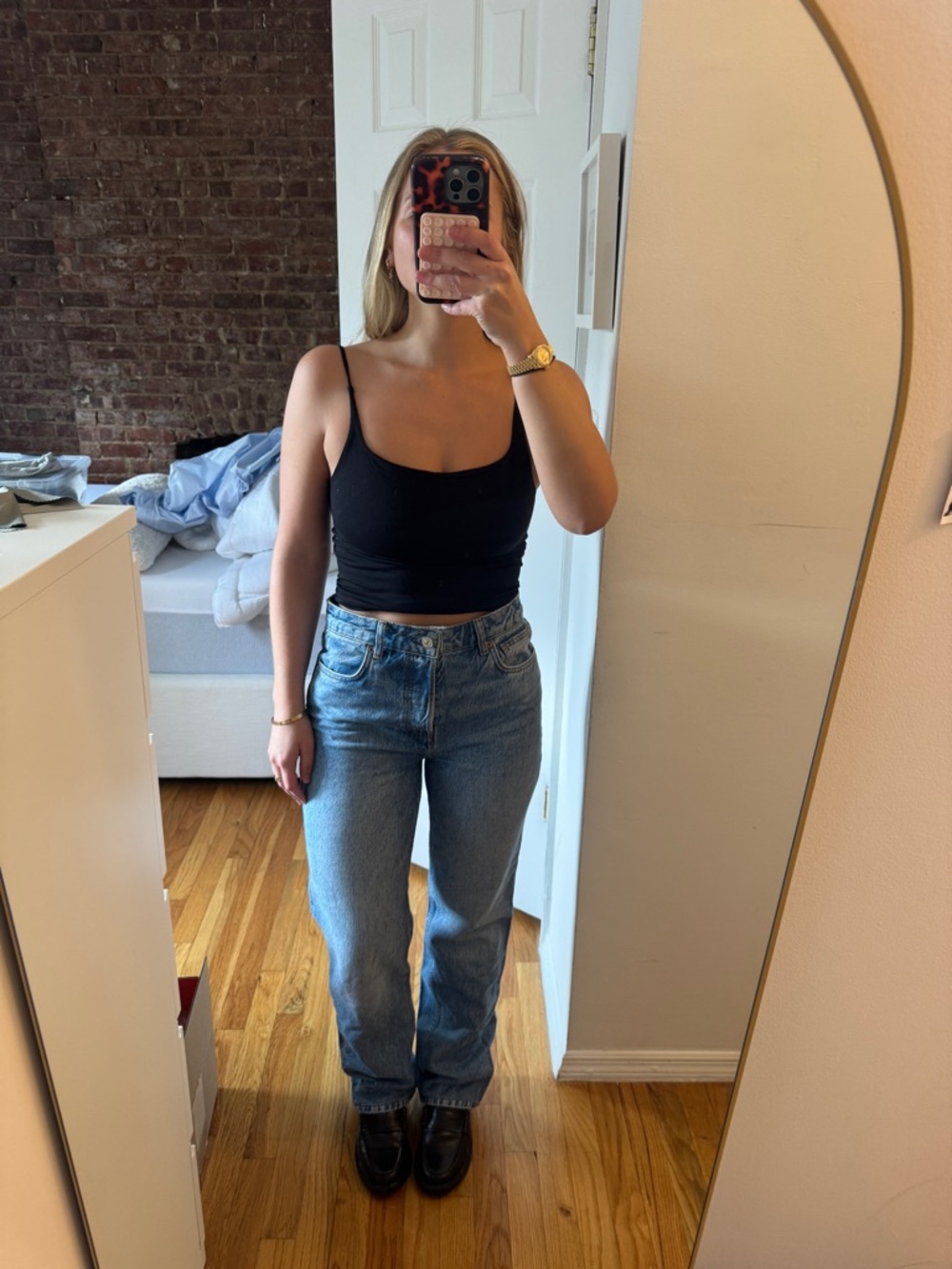 Reformation High-Rise Straight Jeans in Light Blue